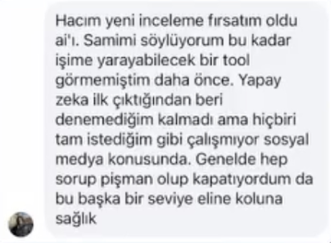 kullanıcı mesajı — gerçek DM