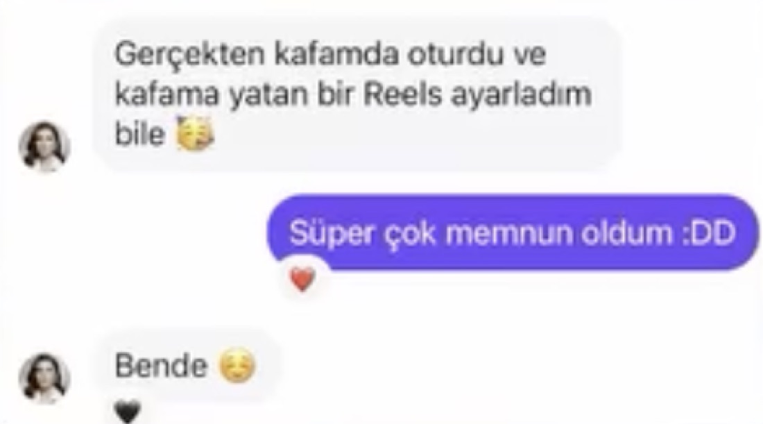 kullanıcı mesajı — gerçek DM