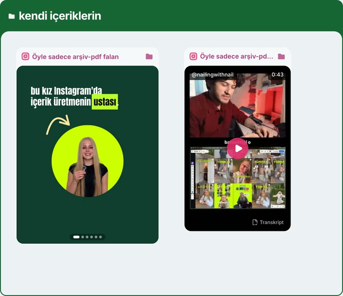 kendi içeriklerin grubu, Nailing.AI kanvasından